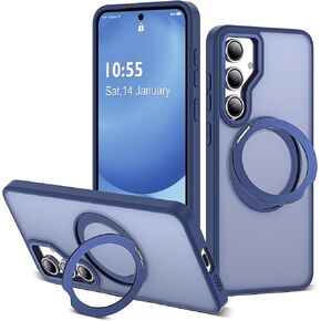 for Samsung Galaxy S22 Ultra Case&Samsung Galaxy S23 Ultra Case with 360°Rotatable Magnetic Ring Stand Compatible with Mag-Safe Military Standard Protection Matte Translucent Phone Cases,Pink
