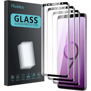 3 Pack Tempered Glass Screen Protector for Samsung Galaxy S9 plus, Anti-Fingerprint, 9H Hardness, Scratch Resistant, 3D Curved Tempered Glass Film, HD Clear