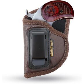 Brown Inside Waistband Gun Holster for Men/Women for Bond Arms 410 Rowdy .45, Texas Defender .357 .38 / .45LC, Grizzly / .410, 3" Barrel (Left). Eco Leather Concealed Handgun Holster 9mm by Houston