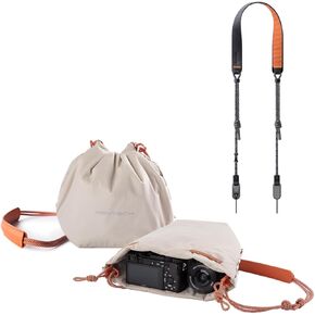 PGYTECH Camera Strap Air+OneGo Drawstring Small Camera Bag, Soft Cute Camera Pouch Handbag compatible with Mirrorless Cameras/Nikon/Canon/Sony/Fuji Camera Case