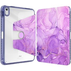 Trifold Case for ipad 10th Generation A14 2022, ipad 11th Generation A16 2025 Case with Pencil Holder, Multi-Angle Horizontal&Vertical Stand, Shockproof Clear Back Cover, Blue Floral