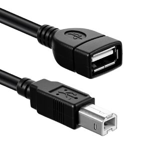 1.64 FT USB A to USB B Adapter Cable, Black, PVC, Zinc Alloy, USB 2.0, 480 Mbps, Printer, Scanner, Fax Machine