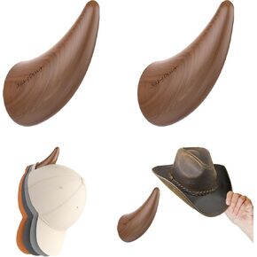 Wood Wall Hooks, 2 Pack Coat Hooks Wall Mounted, Horn Hooks Design, Decorative Wall Hooks, Cowboy Hat Rack for Wall – Modern, Natural, Space-Saving, Baseball Cap Organizer
