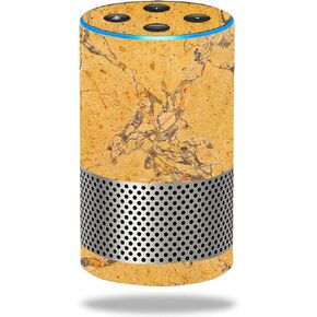 MightySkins Skin Compatible with Amazon Echo (2nd Gen) - Saffron Marble | Protective, Durable, and Unique Vinyl Decal wrap Cover | Easy to Apply, Remove, and Change Styles | Made in The USA