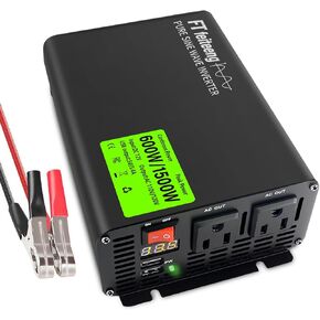 900W محول موجة جيبية خالصة ، محول محول للسيارة من 12 فولت إلى 110 فولت للمركبات RV Home Camping مع شاشة LED SMART SMACK 5V 3.4A USB