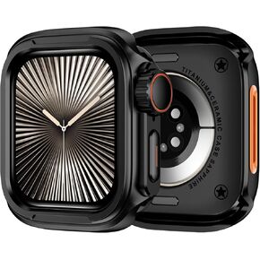 2 in 1 Upgrade Metal Case Compatible with Apple Watch Ultra 2/Ultra 49mm with Back Cover, Rugged Bumper Protective Cover for iWatch 49mm (Gold)