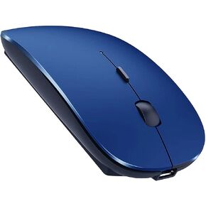 Bluetooth Mouse for Laptop Mac ipad iMac MacBook Pro MacBook Air Computer PC Chromebook Windows Rechargeable Wireless Mouse with 2.4G Receiver and USB C Adapter (Blue)