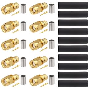 مجموعة موصل تجعيد الذكور 10 حزمة SMA لـ RG8X ، LMR240 ، KMR240 ، 4D-FB ، CNT240 ، RG8 MINI Coax Cable-SMA Male RF Connector for antennas ، signal signals ، inclesations wireless ، and GPS Systems