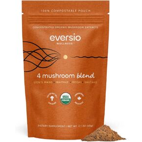 Eversio Wellness Balance Blend Mushroom Supplement - 60 Servings (60g) Mushroom Powder Antioxidant Blend for Mushroom Coffee or Smoothies with Organic Real Mushrooms - 45% Beta-D-Glucans!