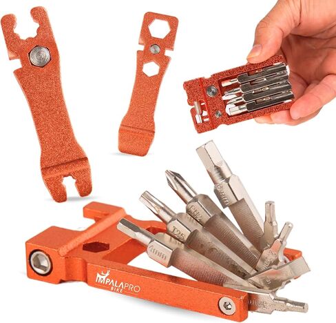 Bike Tool Kit Portable 20 in 1 Compact and Lightweight (117.5g) Chrome-Vanadium (CRV) - Bike Multitool with Chain Breaker - MTB Multitool - Bike Repair Tools (Black) in Kuwait