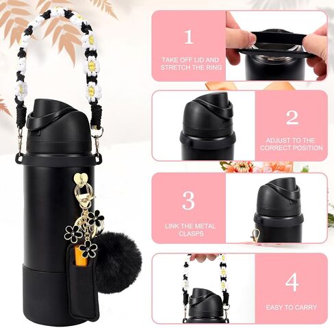 Comprehensive Compatible Owala Accessories Bundle: Silicone Boot for 24oz & 32oz Bottles, Charms, Handle, Strap, Rubber Bottoms, and Decorative Add-ons for Your Compatible Owala Water Bottle, Pink in Saudi Arabia