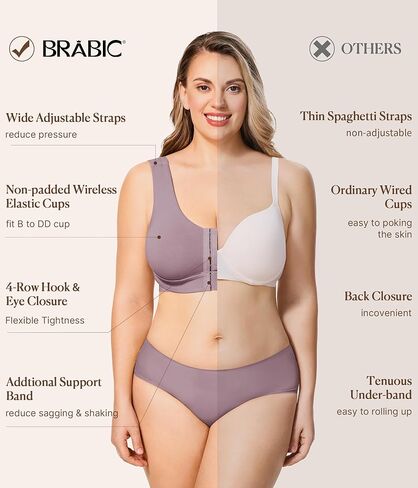 BRABIC Front Closure Bras for Women Post Surgery Compression Mastectomy Surgical Support Wireless Full Coverage Bra in Kuwait