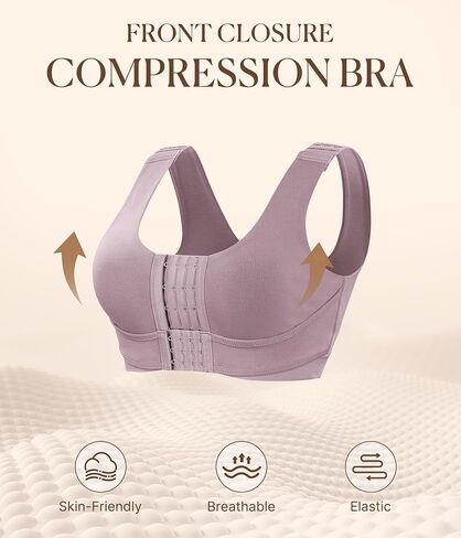 BRABIC Front Closure Bras for Women Post Surgery Compression Mastectomy Surgical Support Wireless Full Coverage Bra in Kuwait