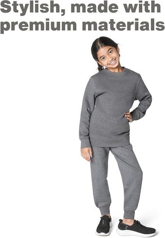 EVERYDAY KIDS Girls’ Black Cotton Fleece Sweatpants; Girls’ Activewear Jogger Pants - Soft and Breathable Cotton/Poly Blend (Size 18/20, Black) in Kuwait