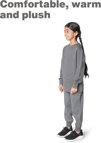 EVERYDAY KIDS Girls’ Black Cotton Fleece Sweatpants; Girls’ Activewear Jogger Pants - Soft and Breathable Cotton/Poly Blend (Size 18/20, Black) in Kuwait