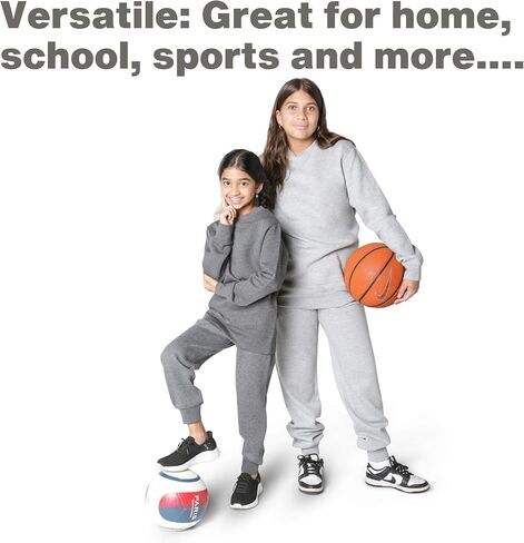 EVERYDAY KIDS Girls’ Black Cotton Fleece Sweatpants; Girls’ Activewear Jogger Pants - Soft and Breathable Cotton/Poly Blend (Size 18/20, Black) in Kuwait