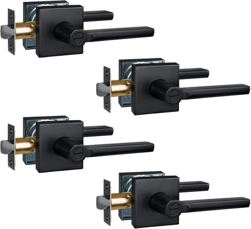 Privacy Door Handle for Bedroom&Bathroom, Keyless Interior Door Lever, Square Door Handle, Matte Black Finish, Left&Right Handed (5Pack) 1601-BK-5P in Saudi Arabia