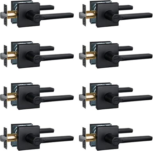 Privacy Door Handle for Bedroom&Bathroom, Keyless Interior Door Lever, Square Door Handle, Matte Black Finish, Left&Right Handed (5Pack) 1601-BK-5P in Saudi Arabia
