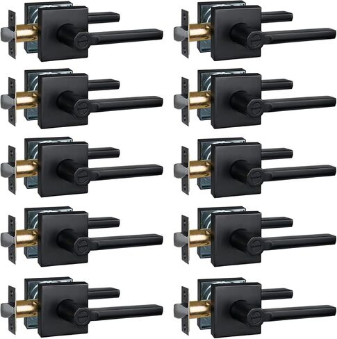 Privacy Door Handle for Bedroom&Bathroom, Keyless Interior Door Lever, Square Door Handle, Matte Black Finish, Left&Right Handed (5Pack) 1601-BK-5P in Saudi Arabia