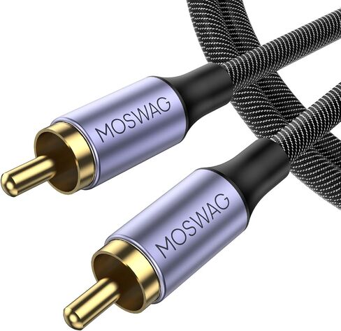 MOSWAG RCA Coaxial Cable RCA Male-RCA Male Digital Coaxial Audio 24K Plated Nylon,Suitable for Home theaters, Audio Systems, PS3, Wii, car Audio Systems, Speakers, DVD Players and Other Places in Kuwait