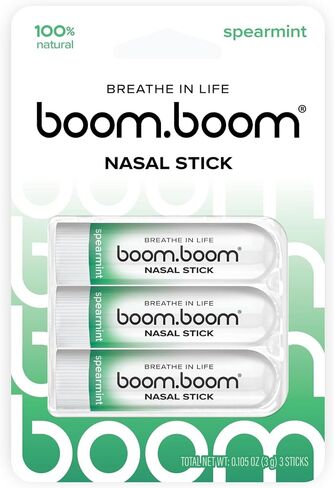 Boom Boom Nasal Stick (4 Pack) | Boosts Focus + Enhances Breathing | Provides Fresh Cooling Sensation | Aromatherapy Inhaler Made with Essential Oils + Menthol (Mint, Wintermint, Tropical, Lavender) in Kuwait