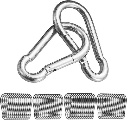 50pcs 2Inch Safety Spring Snap Hooks, Ailengy M5 Galvanized Steel Quick Link Carabiner Clip Hooks, Heavy Duty Steel Clip Buckle for Camping Hiking, Hiking Boating, Fishing, and Traveling in Kuwait
