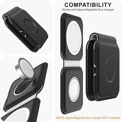 HALLEAST Silicone Protective Case for MagSafe Duo Charger + EVA Outter Storage Box 2 in 1 Set 【Included a Soft Silicone Case and a Hard EVA Travel Cover, Not Included Charger & Cable】-Black in Saudi Arabia