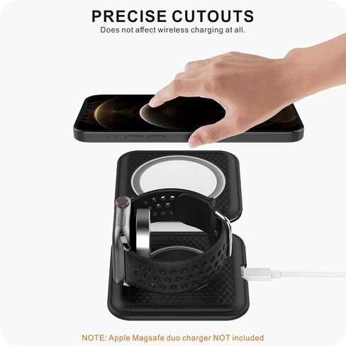 HALLEAST Silicone Protective Case for MagSafe Duo Charger + EVA Outter Storage Box 2 in 1 Set 【Included a Soft Silicone Case and a Hard EVA Travel Cover, Not Included Charger & Cable】-Black in Saudi Arabia