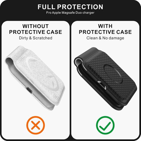 HALLEAST Silicone Protective Case for MagSafe Duo Charger + EVA Outter Storage Box 2 in 1 Set 【Included a Soft Silicone Case and a Hard EVA Travel Cover, Not Included Charger & Cable】-Black in Saudi Arabia