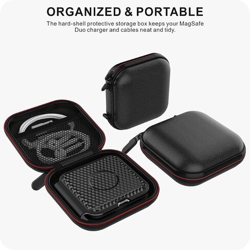 HALLEAST Silicone Protective Case for MagSafe Duo Charger + EVA Outter Storage Box 2 in 1 Set 【Included a Soft Silicone Case and a Hard EVA Travel Cover, Not Included Charger & Cable】-Black in Saudi Arabia