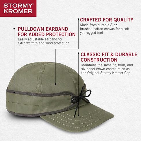 Stormy Kromer The Field Cap, Men's Baseball Cap with Pulldown Earband, Cotton Canvas Outdoor Hat for Sun and Wind Protection in Saudi Arabia