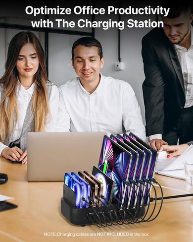 Soopii USB C Multi Charge Station ، 100W 10-Port Type C Fast Charger Station لأجهزة متعددة مع فواصل قابلة للتعديل ، منظم الشاحن المتوافق مع الهاتف ، الكمبيوتر اللوحي ، Kindle والمزيد (أسود) in Kuwait