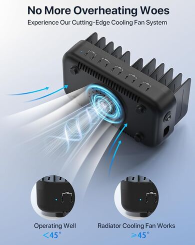 Soopii USB C Multi Charge Station ، 100W 10-Port Type C Fast Charger Station لأجهزة متعددة مع فواصل قابلة للتعديل ، منظم الشاحن المتوافق مع الهاتف ، الكمبيوتر اللوحي ، Kindle والمزيد (أسود) in Kuwait