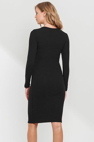 Womens Double Layer Long Sleeve Bodycon Maternity Nursing Dress in Saudi Arabia