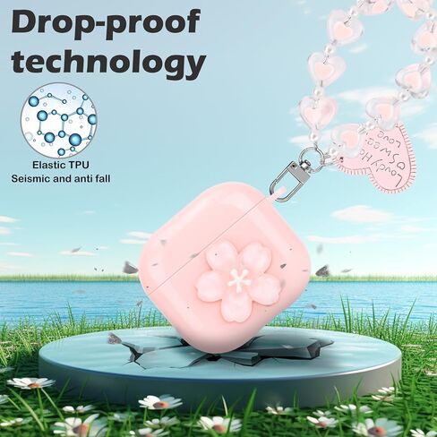 غطاء الفراشة لـ AirPods 4 (2024) مع سلسلة مفاتيح ، تصميم قذيفة الفراشة الزرقاء الجميلة للنساء مقاومة للحماية من TPU Drop For Generation AirPods 4th in Kuwait