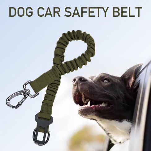 Retractable Dog Seat Belt for Car - Adjustable Nylon Pet Safety Harness with Elastic Bungee Buffer, Heavy-Duty Dog Seat Belt in Saudi Arabia