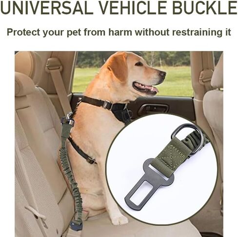 Retractable Dog Seat Belt for Car - Adjustable Nylon Pet Safety Harness with Elastic Bungee Buffer, Heavy-Duty Dog Seat Belt in Saudi Arabia