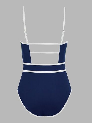 CUPSHE Women's One Piece Swimsuit Scoop Neck Bathing Suit Keyhole Cutout Color Block Adjustable Straps Swimwear in Saudi Arabia