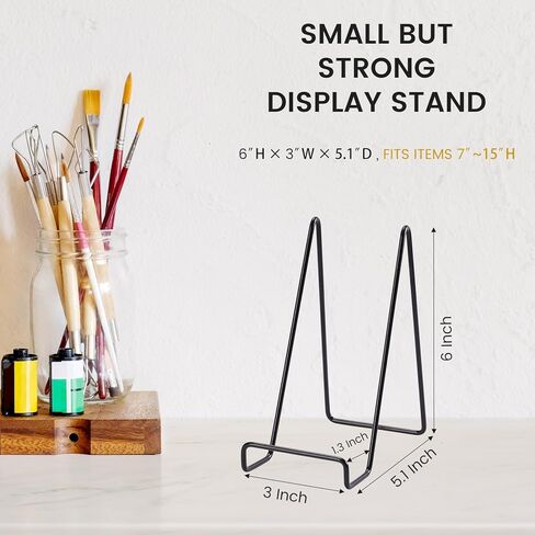 6 عبوات من حوامل الأطباق مقاس 6 بوصات للعرض، وحامل عرض الكتب، وحامل لوحة زخرفية معدنية سوداء، وحوامل صغيرة للعرض، ومناسبة للكتب وفنون سطح المكتب والصور والصور والفن التصويري in Kuwait