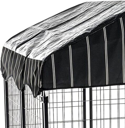 Lucky Dog Large Outdoor Dog Kennel Playpen Crate with Heavy Duty Welded Wire Frame and Waterproof Canopy Cover, Black, (2 Pack) in Saudi Arabia