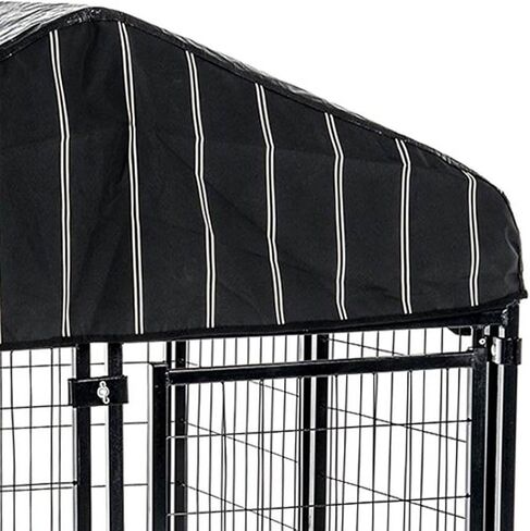 Lucky Dog Large Outdoor Dog Kennel Playpen Crate with Heavy Duty Welded Wire Frame and Waterproof Canopy Cover, Black, (2 Pack) in Saudi Arabia