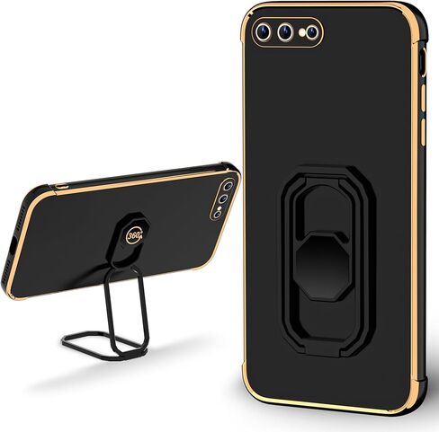 Wintong for iPhone 12 Pro Max Case with Stand Stand ، علبة الهاتف مع إصبع حامل الدائري المزدوج [قابلة للطي وقابلة للتعديل] ، غلاف واقية من النساء الفتيات الفاخرة - أسود - أسود in Saudi Arabia