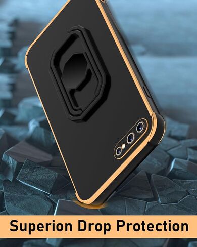 Wintong for iPhone 12 Pro Max Case with Stand Stand ، علبة الهاتف مع إصبع حامل الدائري المزدوج [قابلة للطي وقابلة للتعديل] ، غلاف واقية من النساء الفتيات الفاخرة - أسود - أسود in Saudi Arabia