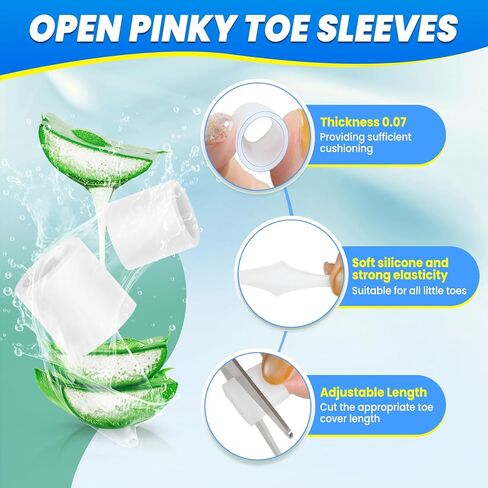 Pinky Toe Protector, (20pcs) Breathable Toe Cap, Gel Toe Sleeve,Toe Covers Great for Blisters, Corns, Hammer Toes, Toenails Loss (Aloe Vera Extract Infused Silicone Materials) in Kuwait