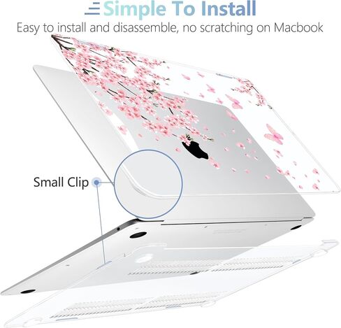 MEEgoodo for MacBook Pro Case 13 inch 2022 2021 2020 A2338 M2/M1 A2251 A2289 with Touch ID,Clear Laptop Hard Shell Cases with Keyboard Webcam Cover & Trackpad Film & Type C Adapter, Cherry Blossoms in Saudi Arabia