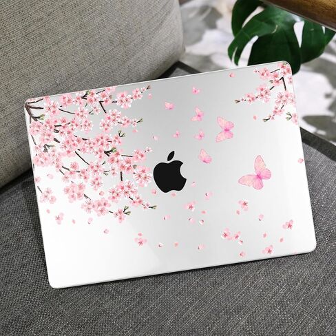 MEEgoodo for MacBook Pro Case 13 inch 2022 2021 2020 A2338 M2/M1 A2251 A2289 with Touch ID,Clear Laptop Hard Shell Cases with Keyboard Webcam Cover & Trackpad Film & Type C Adapter, Cherry Blossoms in Saudi Arabia