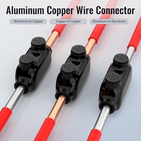 Insulated Inline Splice Connector 2/0-6 Gauge Wire Connectors Aluminum to Copper Wire Connectors 7/32" Slotted Allen Hex Insulated Cable Connectors - 5 Pack in Kuwait