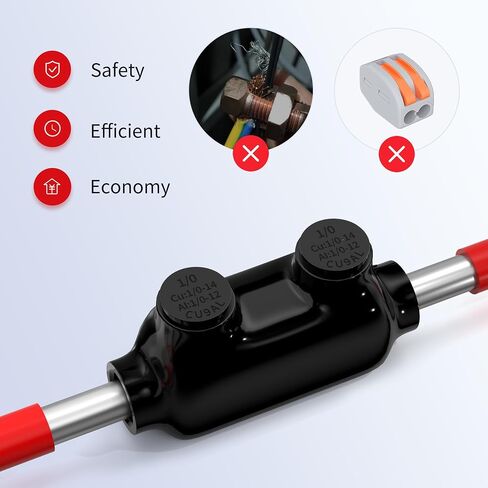 Insulated Inline Splice Connector 2/0-6 Gauge Wire Connectors Aluminum to Copper Wire Connectors 7/32" Slotted Allen Hex Insulated Cable Connectors - 5 Pack in Kuwait