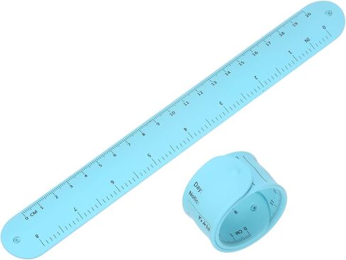 HARFINGTON Silicone Memo Wrist Band 9.37" x 1.14" 20cm 8 Inch Measure Ruler Waterproof Reusable Slap Bracelets Writable Erasable Wearable Strap Line Block Wristbands for Daily Life, Blue in Saudi Arabia