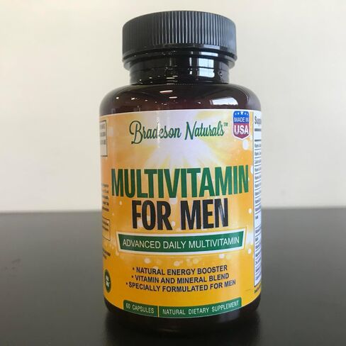 Men's Multivitamin Supplement for Energy, Focus and Performance. Mens Vitamins A, C, D, E & B12, Zinc, Calcium, Magnesium & More. Multi Vitamin 60 Capsules Made in The USA in Saudi Arabia